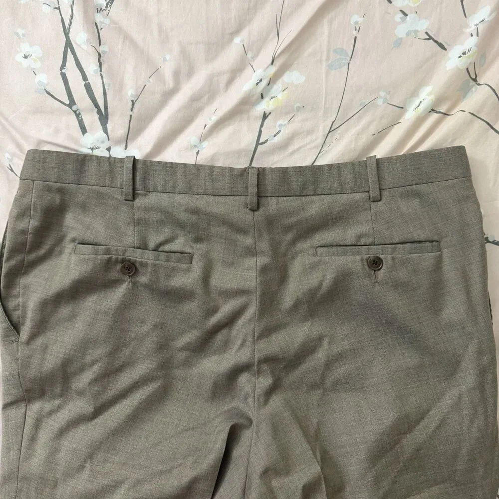 Peter Millar Wool Dress Pants Mens 42R Gray Straight Leg Flat Front Career
